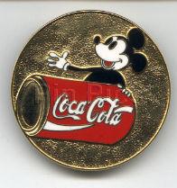 Boot Leg Pin ~ Mickey Mouse and Coca Cola Can (gold)