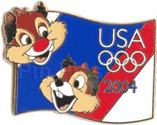 Disney USA Olympics Starter Lanyard Pin Set (Chip 'n' Dale pin only)
