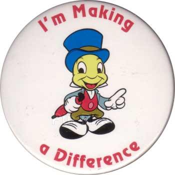 Cast Member button - Jiminy 'I'm Making a Difference'