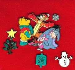 JDS - Pooh, Tigger, Eeyore & Piglet - Christmas - Pooh and Friends Christmas - Pin Box Set
