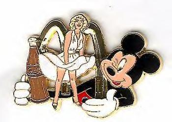 Boot Leg Pin ~ Winking Mickey and Marilyn Monroe