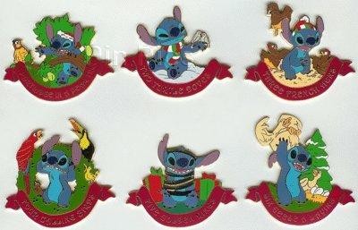 Disney Auctions - 12 Days of Christmas #1 - #6 (Stitch) 6 Pin Set