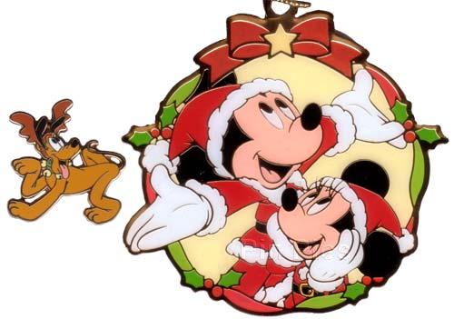 JDS - Mickey, Minnie & Pluto - Pin & Ornament Set