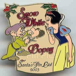 WDW - Snow White and Dopey - AP - Nice - Santas Pin List 2003 - Heart - Christmas