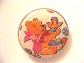 Easter - Pooh & Piglet with Egg Basket & Chick (Round)