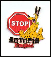 Disneyland 2001 Pluto STOP!!! Autopia Pin