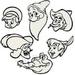DS - Peter Pan, Captain Hook, Peter, Bashful and Pecos Bill - Disneyland Map - Set 2