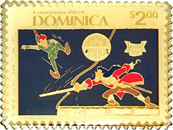Dominica Postage Stamp with Peter Pan and Hook - Christmas 1980