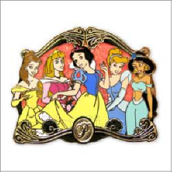 Japan Disney Mall - Snow White, Aurora, Jasmine, Belle & Cinderella - 5 Princesses - Golden Frame