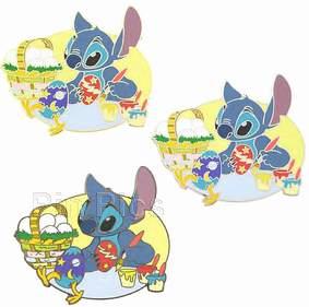 Disney Auctions - Stitch Easter Basket - 3 Pin Set - Artist Proofs