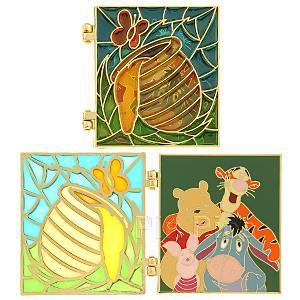 DS - Winnie the Pooh, Tigger, Piglet and Eeyore - Honey Pot - Stained Glass - Hinged
