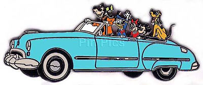 DLR - Mickey, Minnie, Goofy, Pluto - Walt's Blue Cadillac - Driving