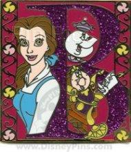 Belle with Mrs. Potts, Lumiere & Cogsworth - Beauty and the Beast - Storybook Initial