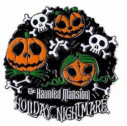 TDR - Jack, Sally & Scary Teddy - Pumpkin Heads - Christmas Wreath - Haunted Mansion Holiday Nightmare 2007 - From a 2 Pin Set -