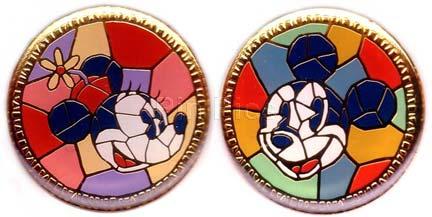 TDR - Minnie & Mickey Mouse - Mosaic Tile Circle - 2 Pin Set - TDL