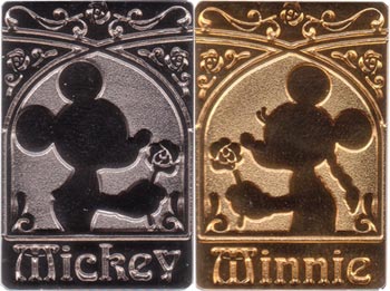 TDR - Mickey & Minnie Mouse - Silver & Gold - 2 Pin Set - TDL