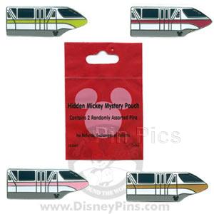 WDW - Hidden Mickey Mystery Pouch - Sealed 2-Pin Set - Monorails