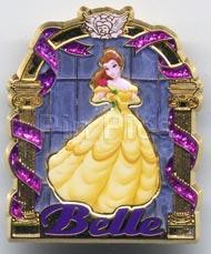 Belle in a golden frame with purple ornaments
