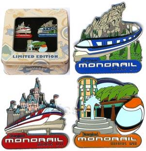 DLR - Mickey's Pin Odyssey 2008 - Mark VII Monorail 3-Pin Boxed Set