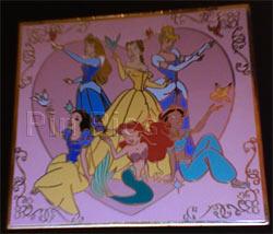 DS - AP - Aurora, Belle, Cinderella, Snow White, Ariel and Jasmine - Princess with Birds - Gold
