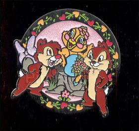 HKDL - Chip & Dale & Clarice in love ( round pin )