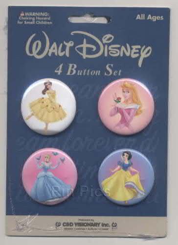 Walt Disney 4 Button Set (Princesses)