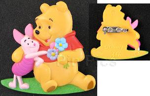 Avon - Plastic Pooh and Piglet With Flowers