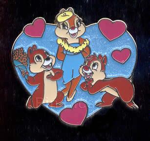 HKDL - Chip , Dale & Clarice in love ( Blue heart )