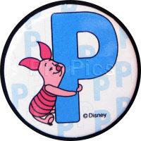 Button - Pooh & Friends Alphabet Set - P - Piglet Hugging Letter (Button)