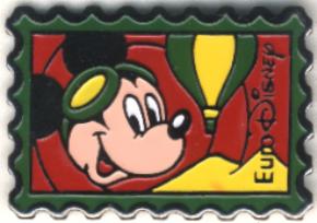 Eurodisney Stamp Mickey in a hot air balloon pin