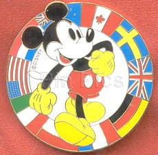 Bootleg Pin - Large Mickey Circle with Country Flags