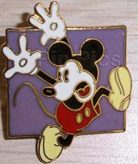 Classic Pie-Eyed Mickey Running Scared in Purple Square