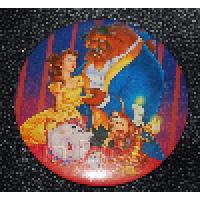 Button - Beauty And The Beast - Belle, Beast, Lumiere, Cogsworth, Mrs Potts & Chip Badge