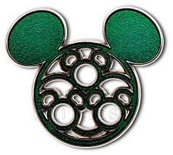 WDW - Mickey Mouse Icon with Characters - Winnie the Pooh and Tigger Set (Dark Green Mickey Mouse Icon Only)