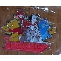 D23 - Walt Disney Productions Holiday Greetings - 11 Pin Set - Pooh, Bambi, Thumper, Pongo, Scat Cat only