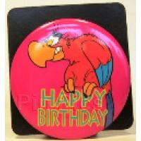 Button - Iago from Aladdin Happy Birthday Pink