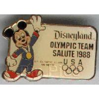 DL - Mickey - Olympic Team Salute 1988 USA – Seoul Olympics - Gold Medal Olympic Pin