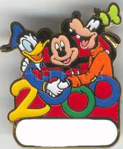 Donald, Mickey, and Goofy Hand in Hand 2000 Name Pin