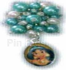 Disney Princess Snapz Jasmine Blue and White Pearl Bead Dangle Brooch (Converted)