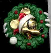 Golden Mickey Mouse in Christmas Wreath