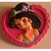 Button: Jasmine In Pink Heart (Aladdin)