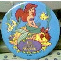 Button: Ariel Sitting On A Rock With Sebastian, Flounder & 2 Angel Fish