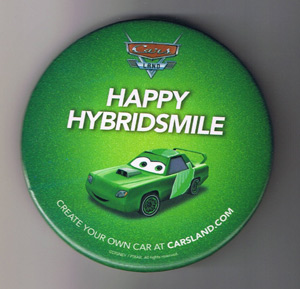 DLR - Button - Cars Land Green Happy Hybridsmile