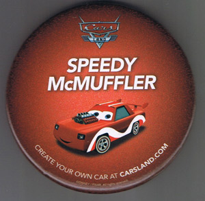 DLR - Button - Cars Land Red Speedy McMuffler