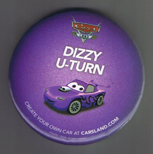 DLR - Button - Cars Land Purple Dizzy U-Turn