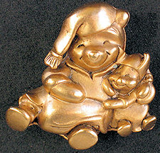 3D Pooh and Piglet in Nightshirts (Brushed Gold)