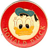 Donald Duck white on red in a round frame