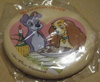 Button: Walt Disney Productions Fuji Color HR: Lady and the Tramp Eating Spaghetti