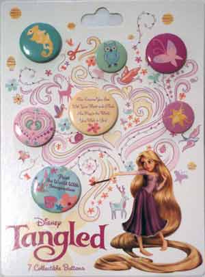 Disney's Tangled 7 Collectible Buttons - Complete Set