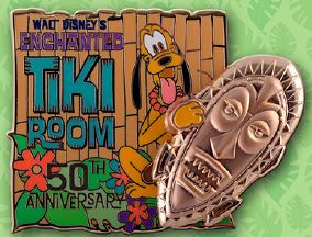 DLR- Walt Disney's Enchanted Tiki Room 50th Anniversary Event - Tiki God Mask Boxed Pin Set - Pluto Only